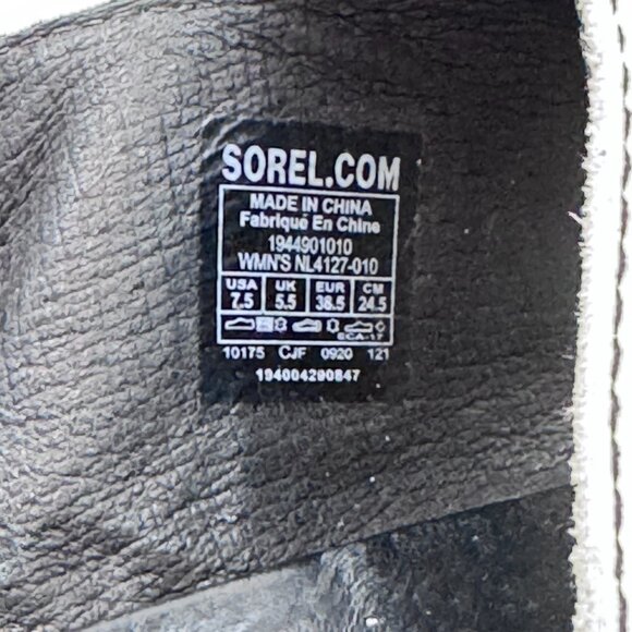 Sorel Womens 7.5 Wedge Sandals Black Beige Strappy Joanie II Slingback Chevron - Picture 6 of 13